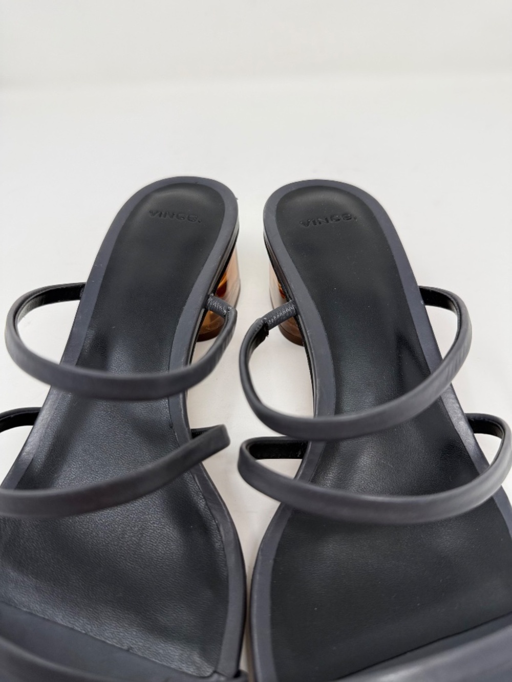 New Vince Palm Springs Leather Heeled Sandal In Iris Slate Sz 7.5 - Picture 11 of 14